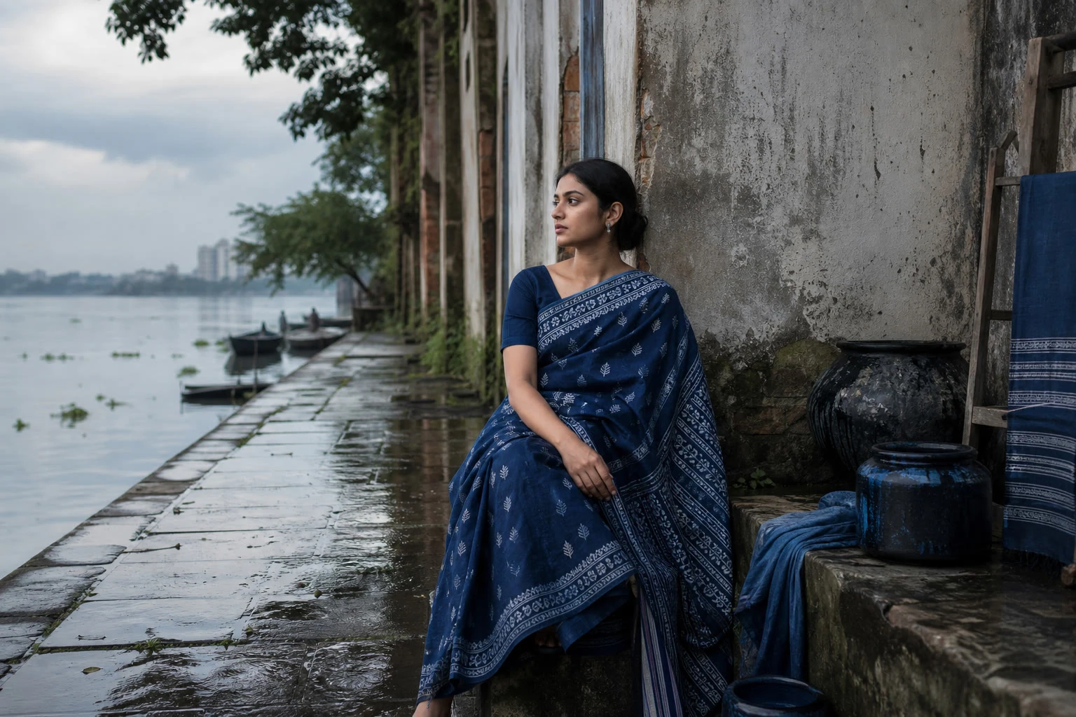 Close textile view illustrating saree fabric and surface